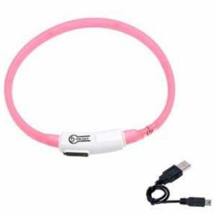 LED obojok dobíjací Karlie, ružová 35 cm