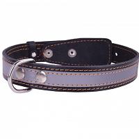 COLLAR Kožený obojok reflexný, 38-50cm/25mm, čierna