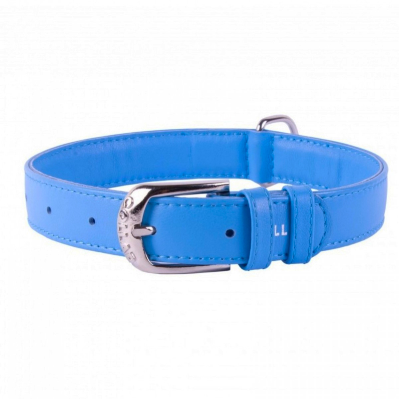 COLLAR Kožený obojok Glamour, 46-60cm/35mm, modrá