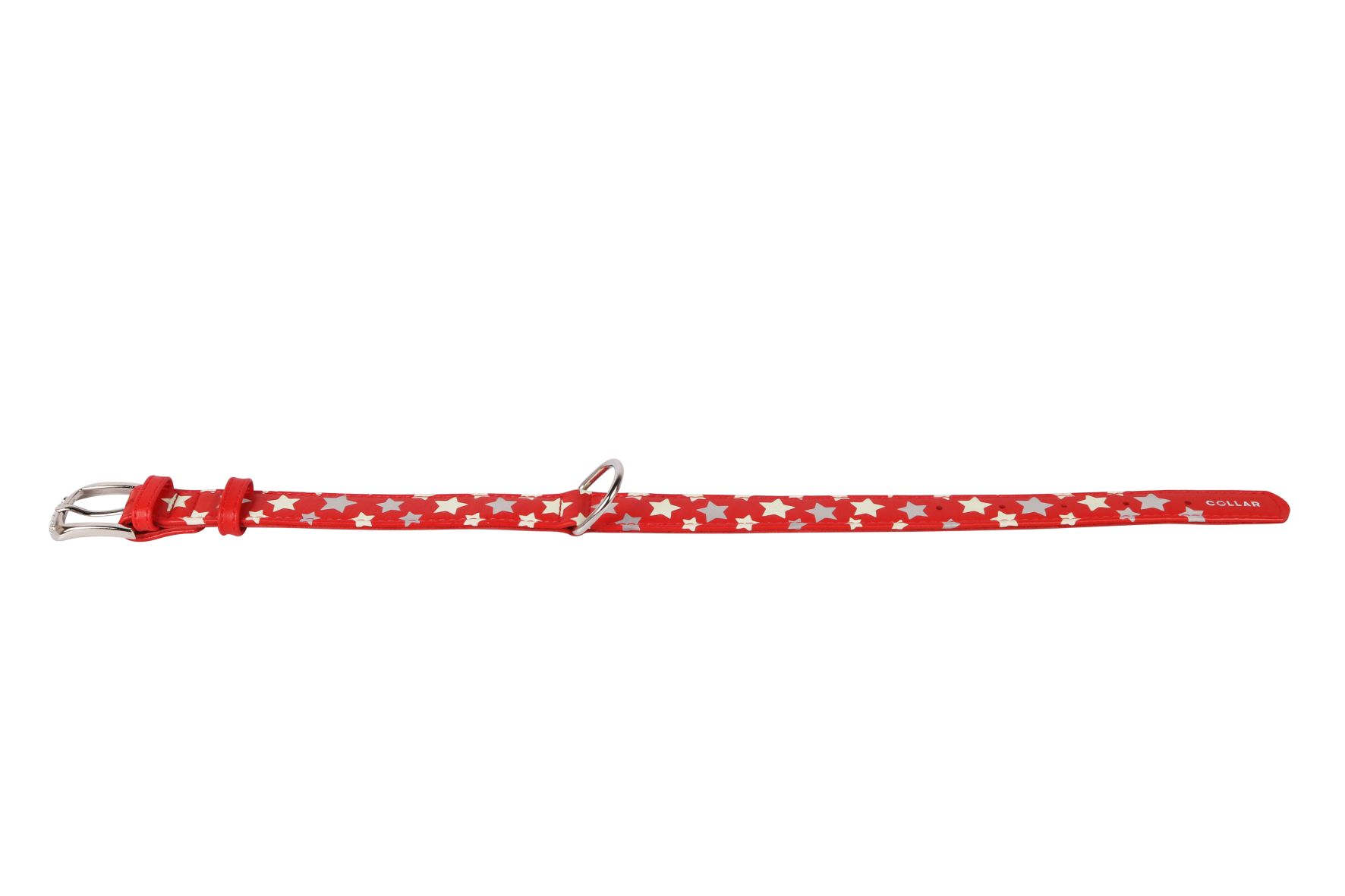 COLLAR Kožený obojok s hviezdami Glamour, 27-36cm/15mm, červená
