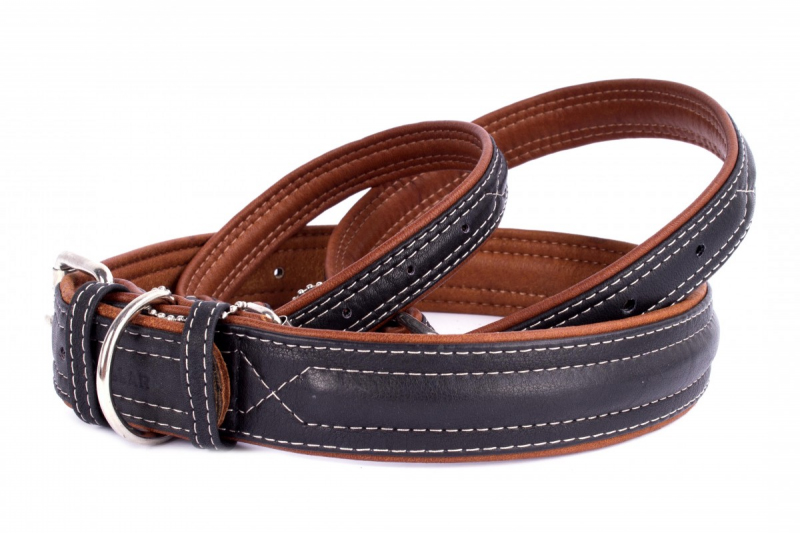 COLLAR Kožený obojok Soft, 46-60cm/35mm, čierno-hnedá