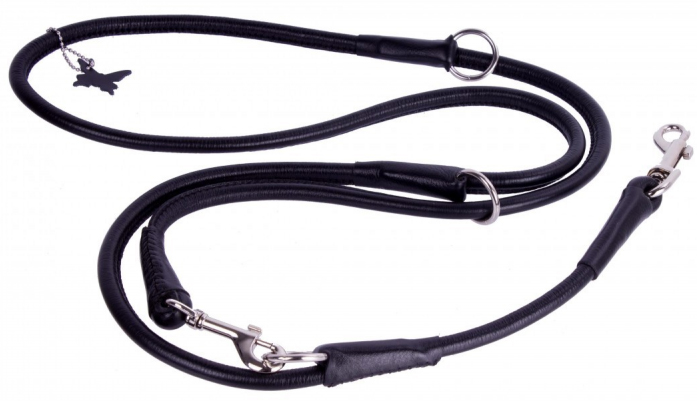 COLLAR Kožené vodítko okrúhle prepínacie Soft, 122/142/183cm/6mm, čierna