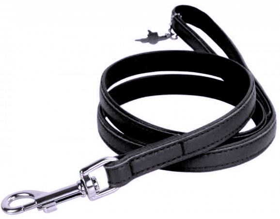 COLLAR Kožené vodítko Glamour, 122cm/25mm, čierna