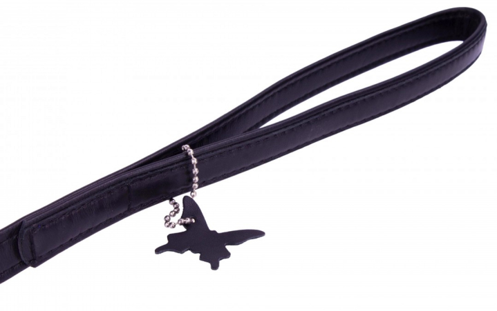 COLLAR Kožené vodítko Glamour, 122cm/18mm, čierna