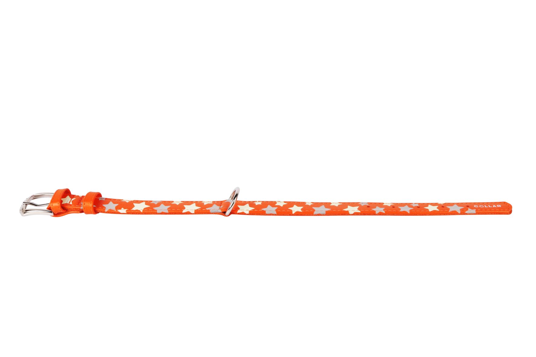 COLLAR Kožený obojok s hviezdami Glamour, 21-29cm/12mm, oranžová