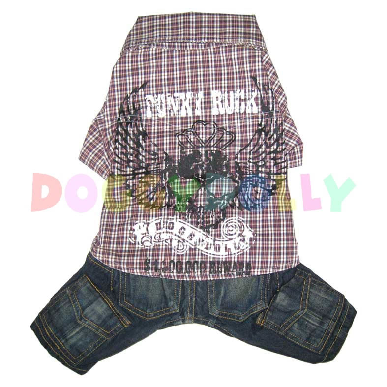 Nohavice s košeľou Doggydolly Punky hnedá XXS