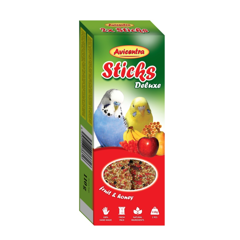 Avicentra Deluxe Tyčinka Andulka ovocie a med (2 ks)