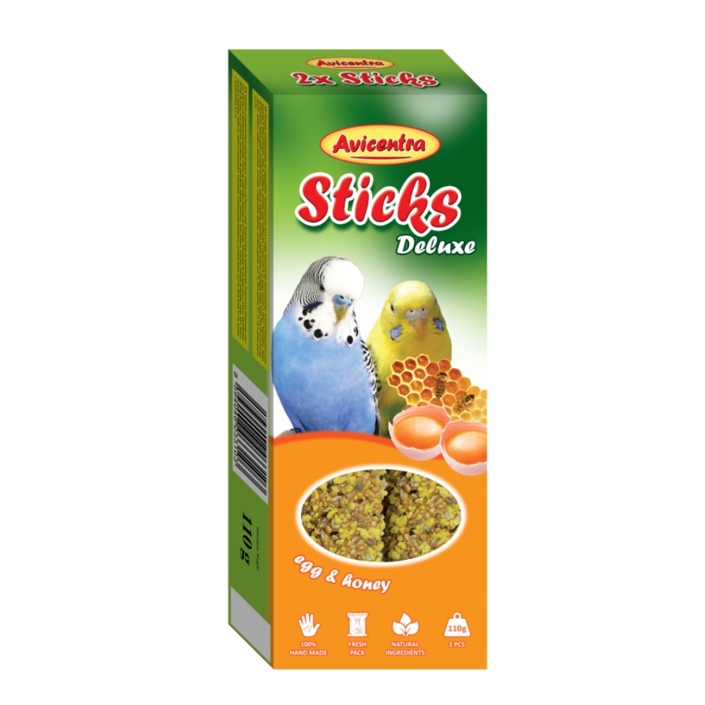 Avicentra Deluxe Tyčinka Andulka vajcia a med (2 ks)