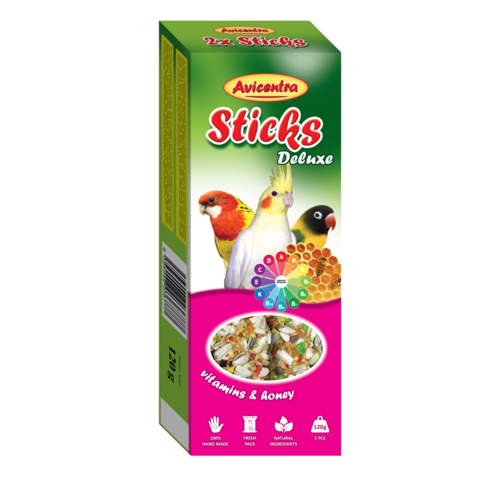 Avicentra Deluxe Tyčinka Malý papagáj vitamíny a med (2 ks)