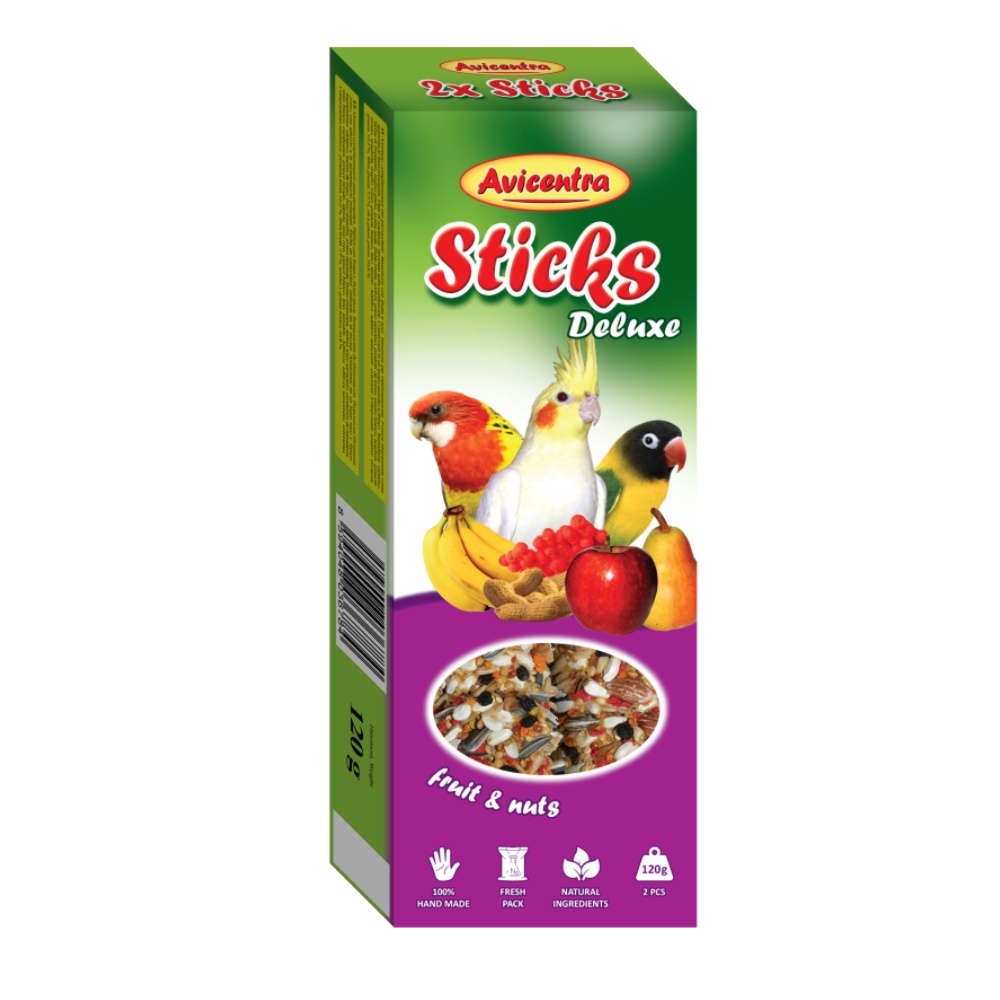 Avicentra Deluxe Tyčinka Malý papagáj ovocia a orech (2 ks)