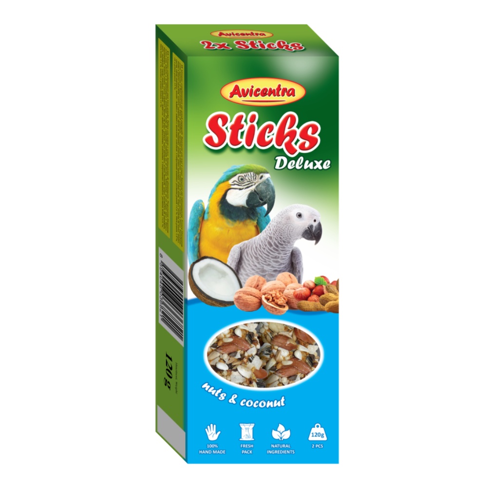 Avicentra Deluxe Tyčinka Veľký papagáj orechy a kokos (2 ks)