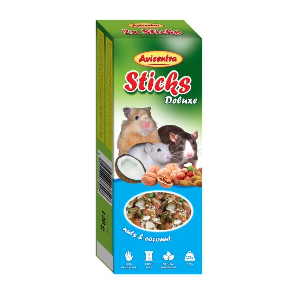 Avicentra Deluxe Tyčinka Malý hlodavec orechy a kokos (2 ks)