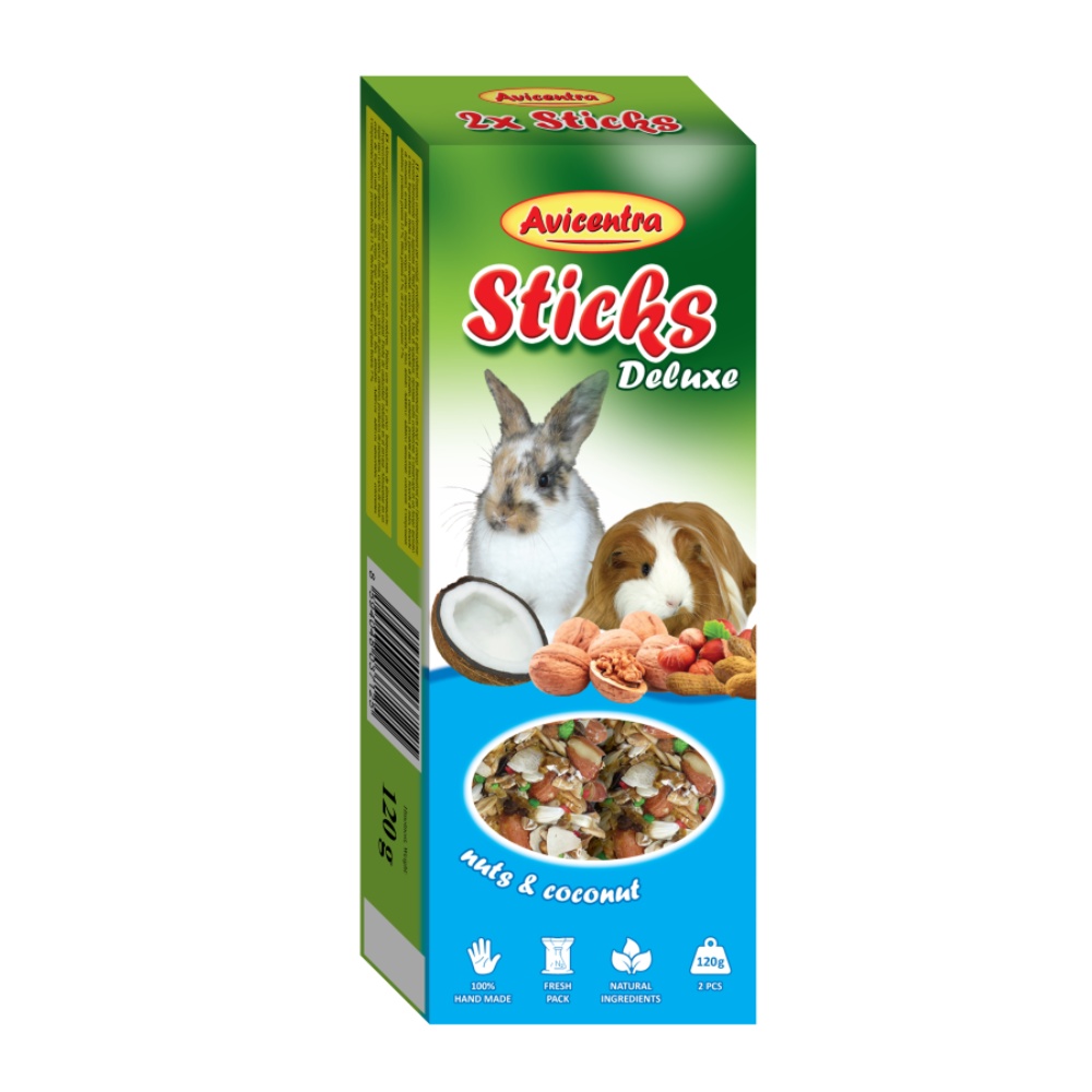 Avicentra Deluxe Tyčinka Králik, morča orechy a kokos (2 ks)