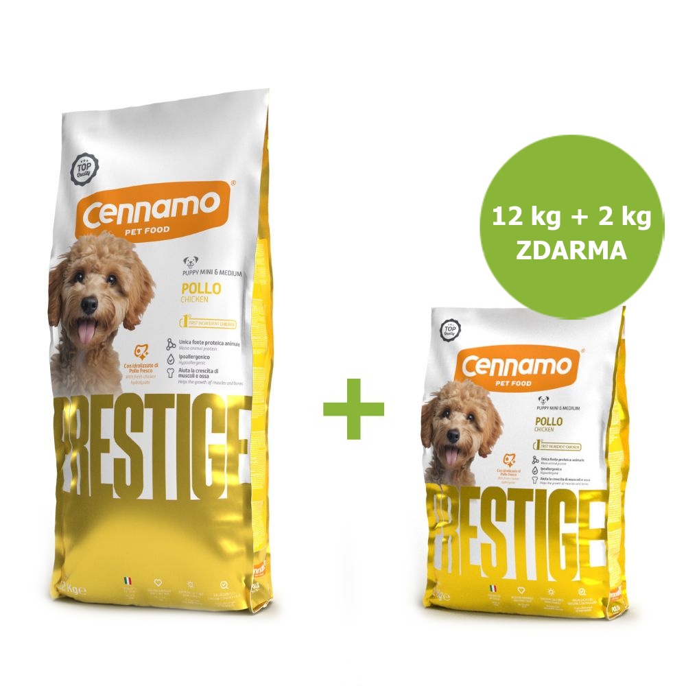 Prestige Dog Puppy Mini & Medium Chicken 12 kg + 2 kg ZADARMO