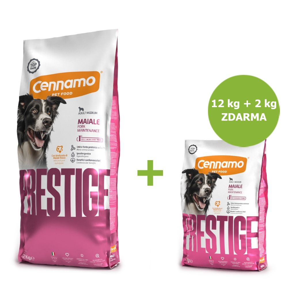 Prestige Dog Adult Medium Pork 12 kg + 2 kg ZADARMO