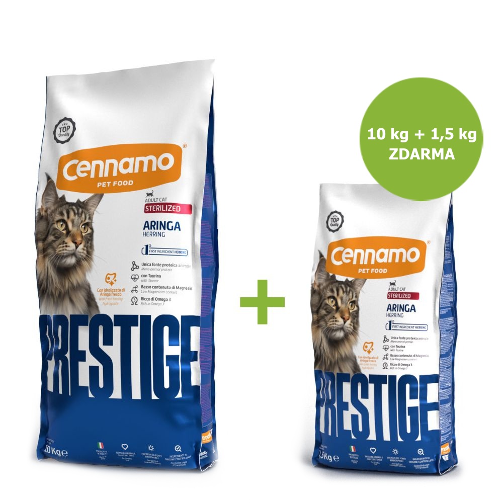 Prestige Cat Sterilized Herring (Sleď) 10 kg + 1,5 kg ZADARMO