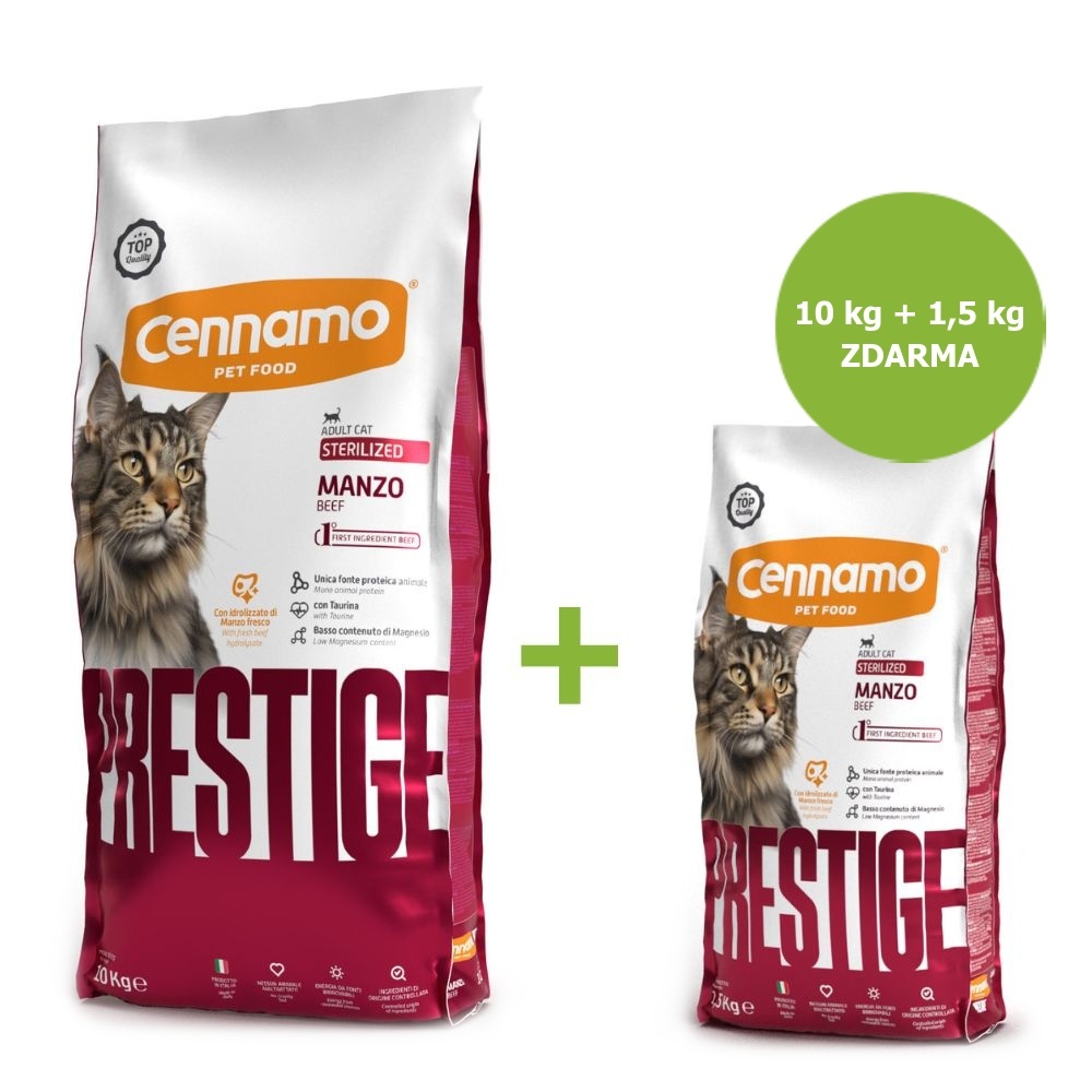 Prestige Cat Sterilized Beef 10 kg + 1,5 kg ZADARMO