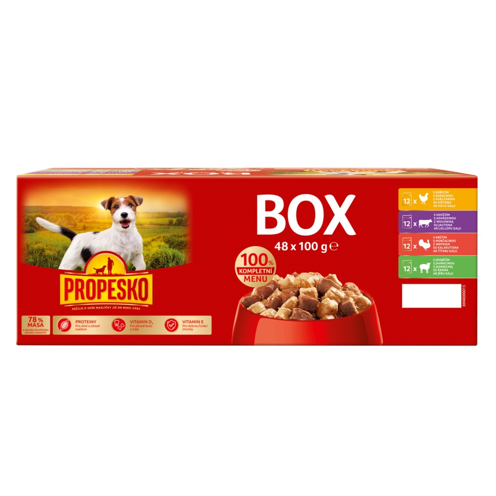 Propesko Dog Mix mäsa, vrecko 100 g (48 pack)