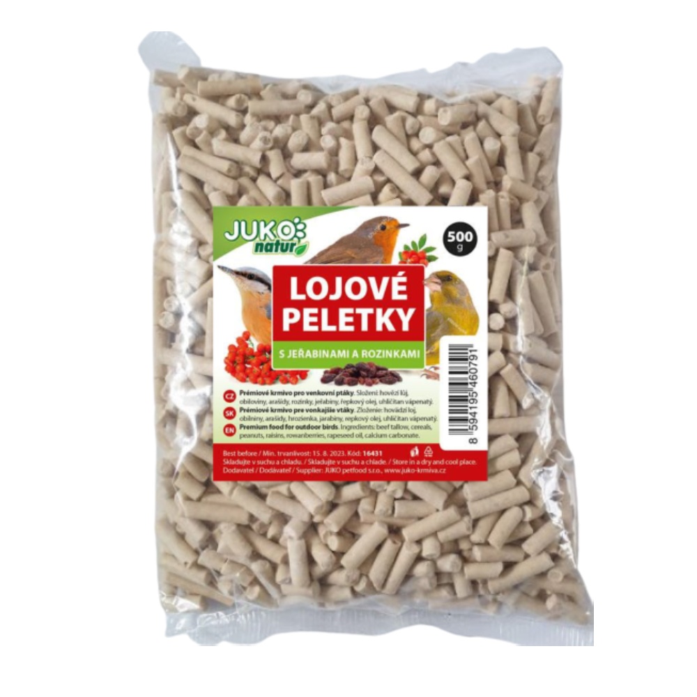 Lojové peletky s hrozienkami a jarabinami JUKO 500 g