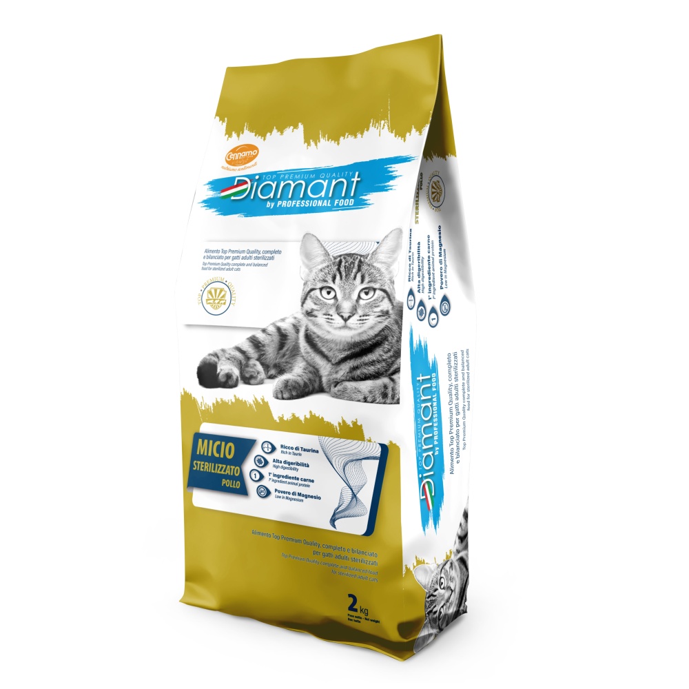Diamant Cat Micio Sterilised Kuracie 2 kg + Prestige Cat Sterilized Pollo Kuracie 300 g ZADARMO