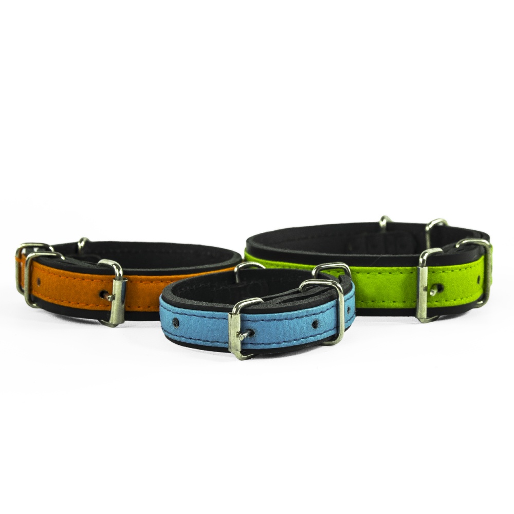 Obojok kožený s koženou vsadkou NEON 35 x 1,6 cm