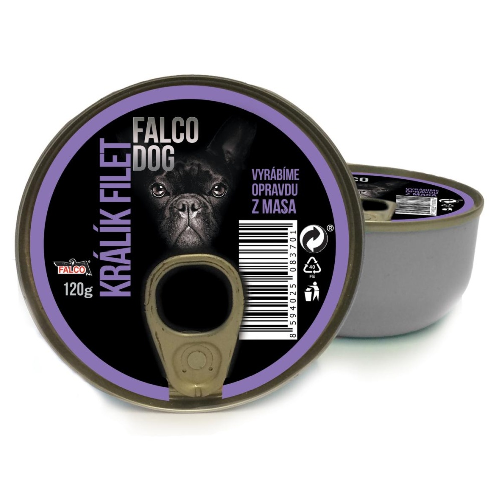 FALCO DOG králik filet, konzerva 120 g - 8 ks