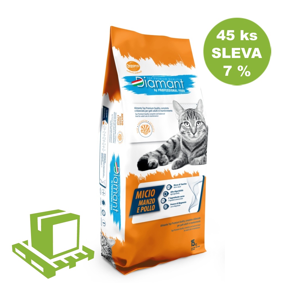 Diamant Cat Micio Hovädzie a kura 15 kg (paleta 45 ks) ZĽAVA 7 %