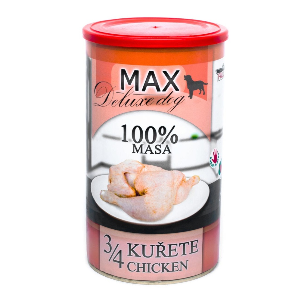 MAX Deluxe Dog 3/4 kurčaťa, konzerva 1200 g - 8 ks