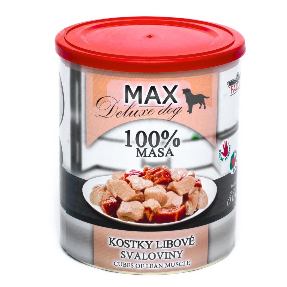 MAX Deluxe Dog kocky chudé svaloviny, konzerva 800 g - 8 ks
