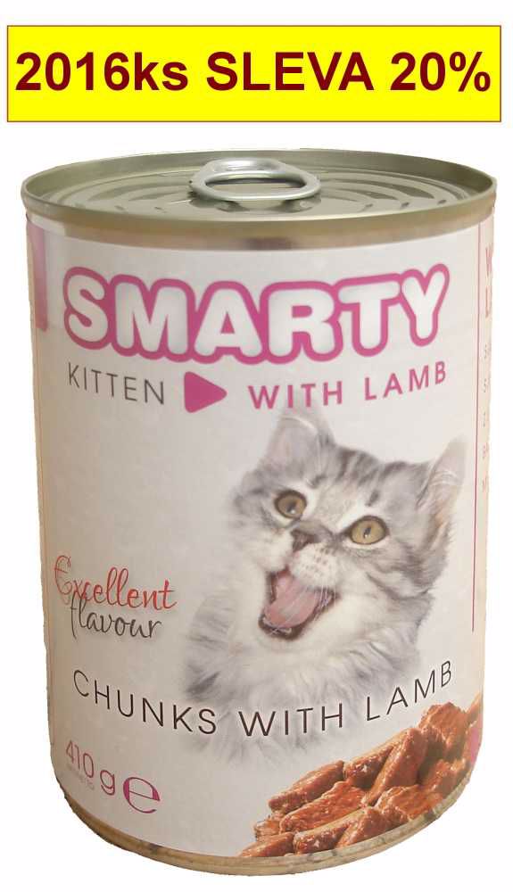 SMARTY Cat Kitten Jahňacie chunks, konzerva 410 g