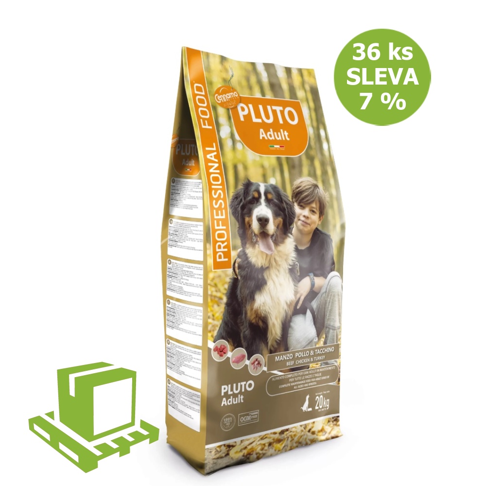 PLUTO Dog Adult 20 kg (paleta 36 ks) ZĽAVA 7 %