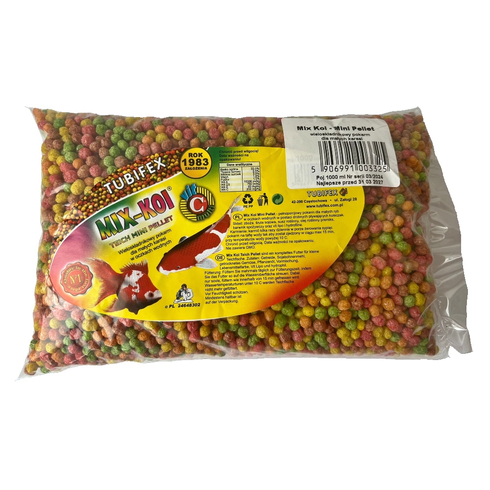 KOI MIX mini pellet guličky, vrecko 1 l