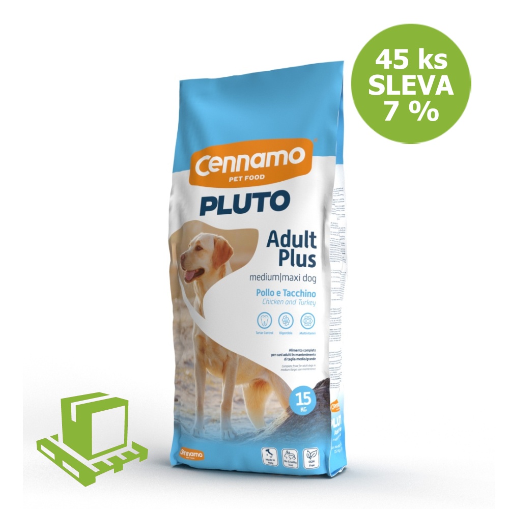 PLUTO Dog Adult Plus 15 kg (paleta 45 ks) ZĽAVA 7 %