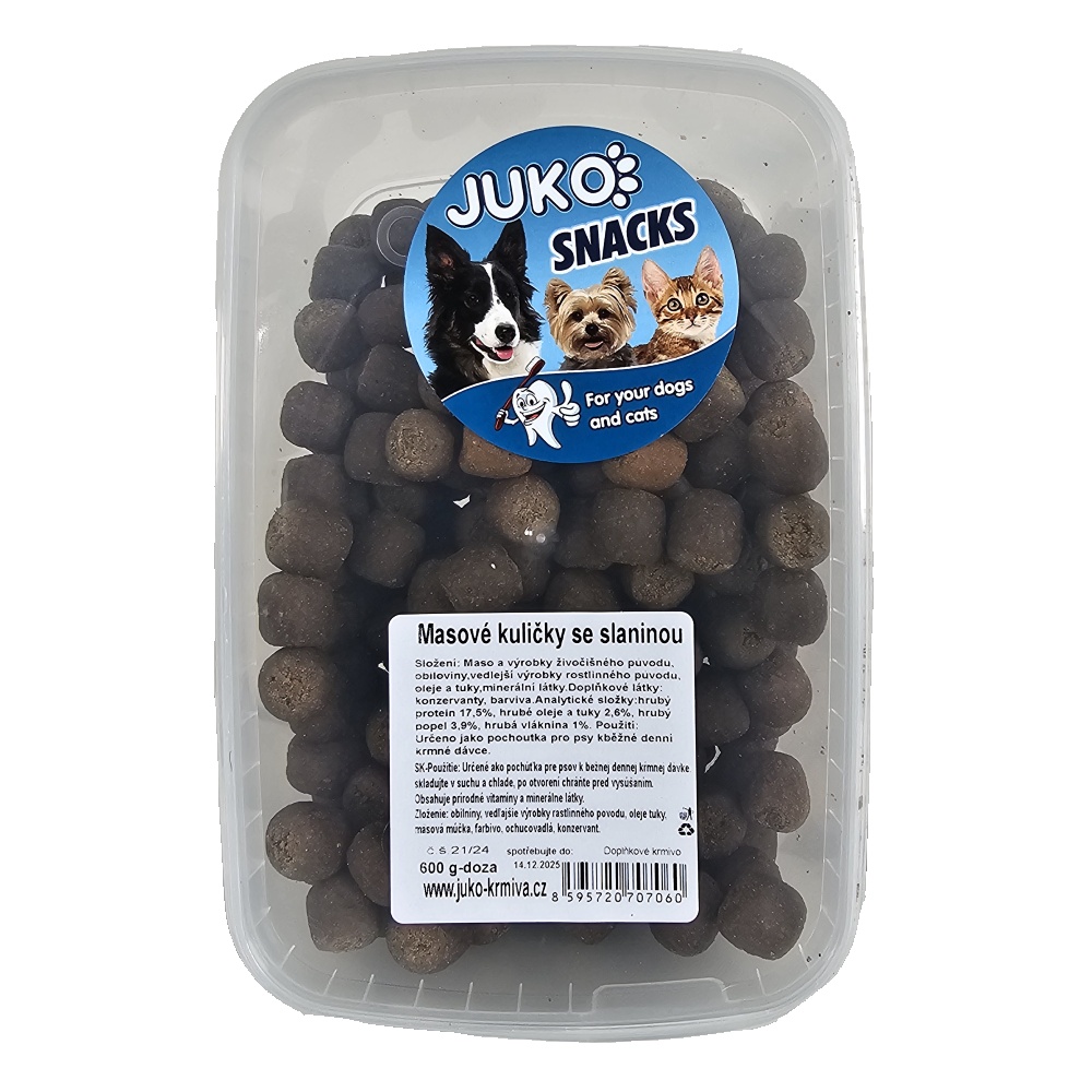 Mäsové guličky so slaninou JUKO Snacks, dóza 600 g