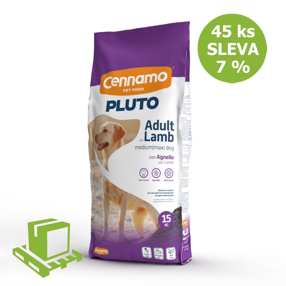 PLUTO Dog Adult Lamb Medium/Maxi 15 kg (paleta 45 ks) ZĽAVA 7 %
