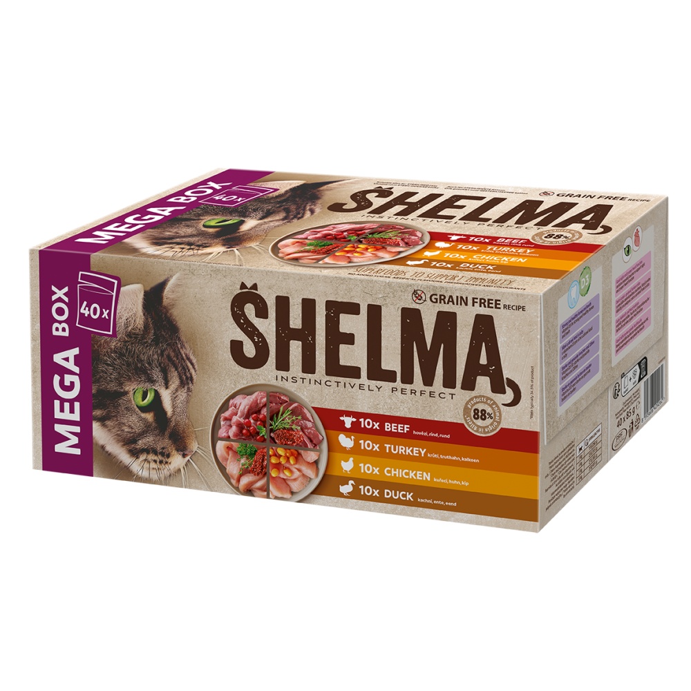 Shelma Cat Mega box, vrecko 85 g (40 pack)