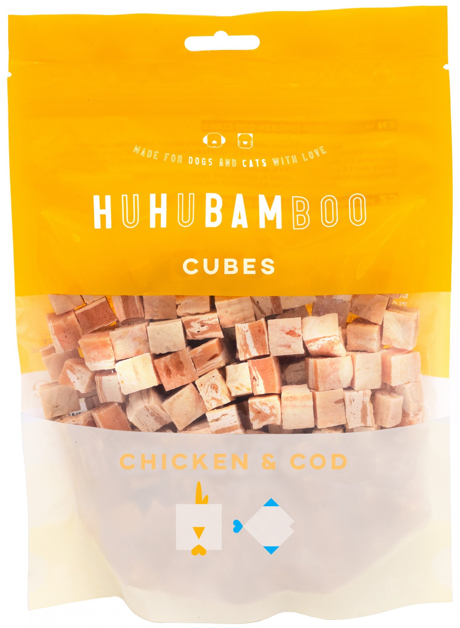 Huhubamboo kocky s kuracím a treskou 250g