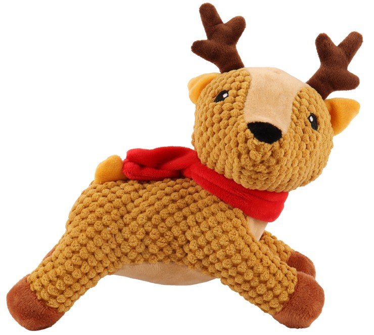 Huhubamboo vianočný sob s červeným šálom 24cm