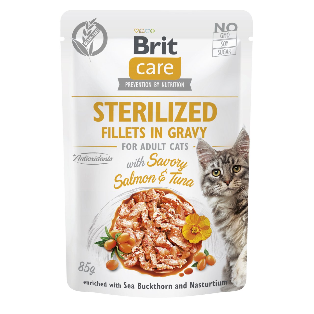 Brit Care Cat Sterillized Fillets in Gravy with Savory Salmon and Tuna 85g
