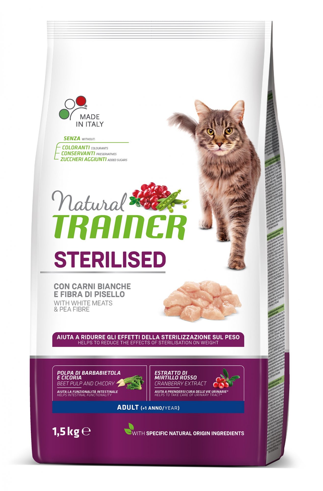 TRAINER Natural Cat Sterilised morčacie mäso 1,5kg