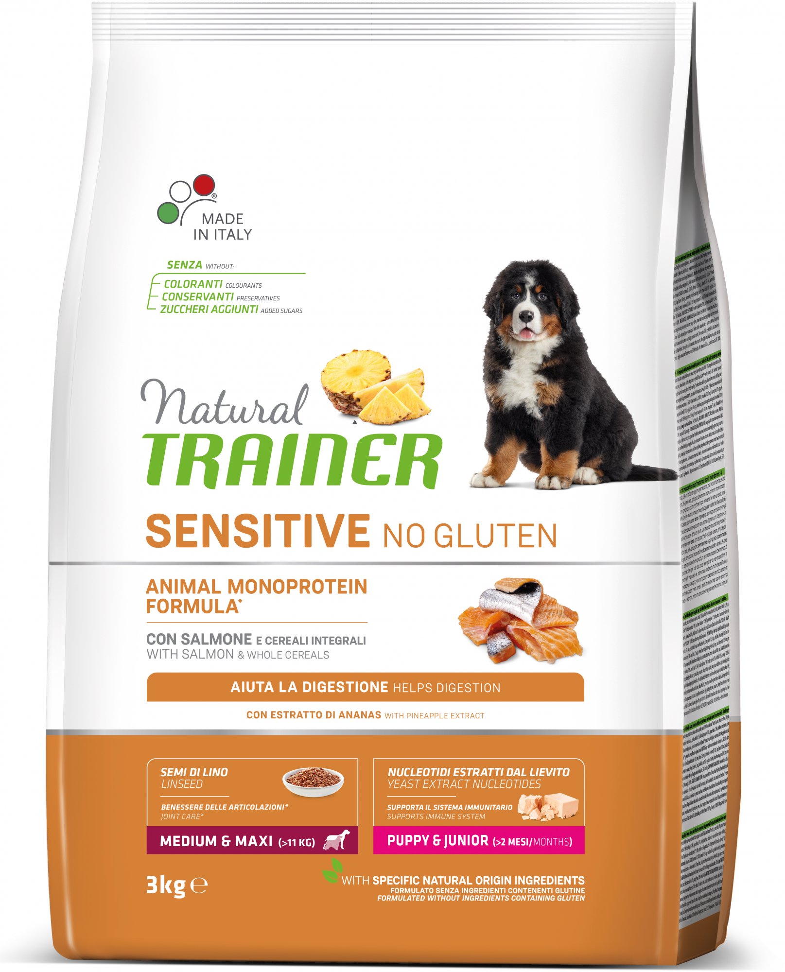 Trainer Sensitive Natural No glutén Puppy&Jun Medium/Maxi losos 3kg