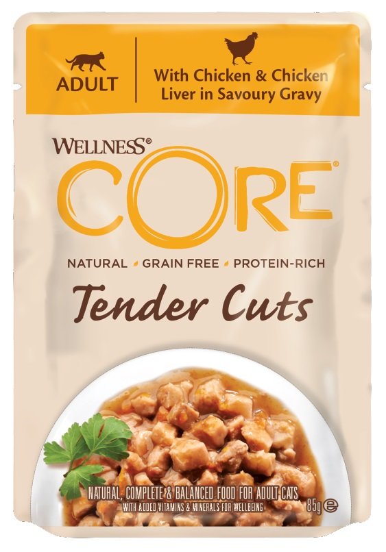 Kapsička Wellness Core Cat Tender kura a pečeň v omáčke 85g
