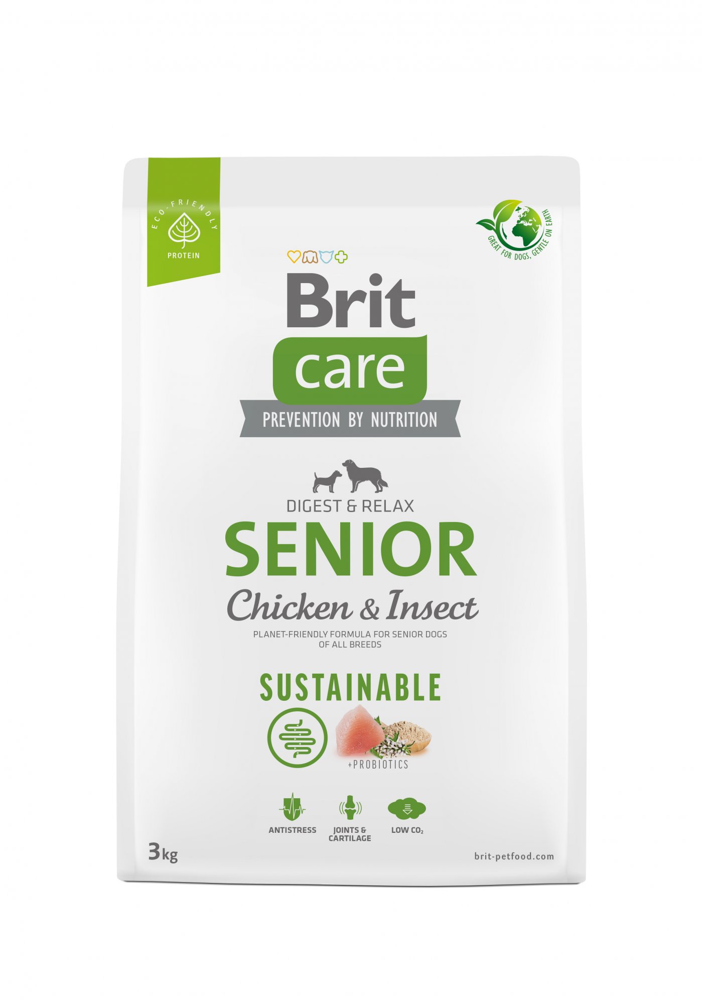 Brit Care Dog Sustainable Senior - kuracie a insecty, 3kg
