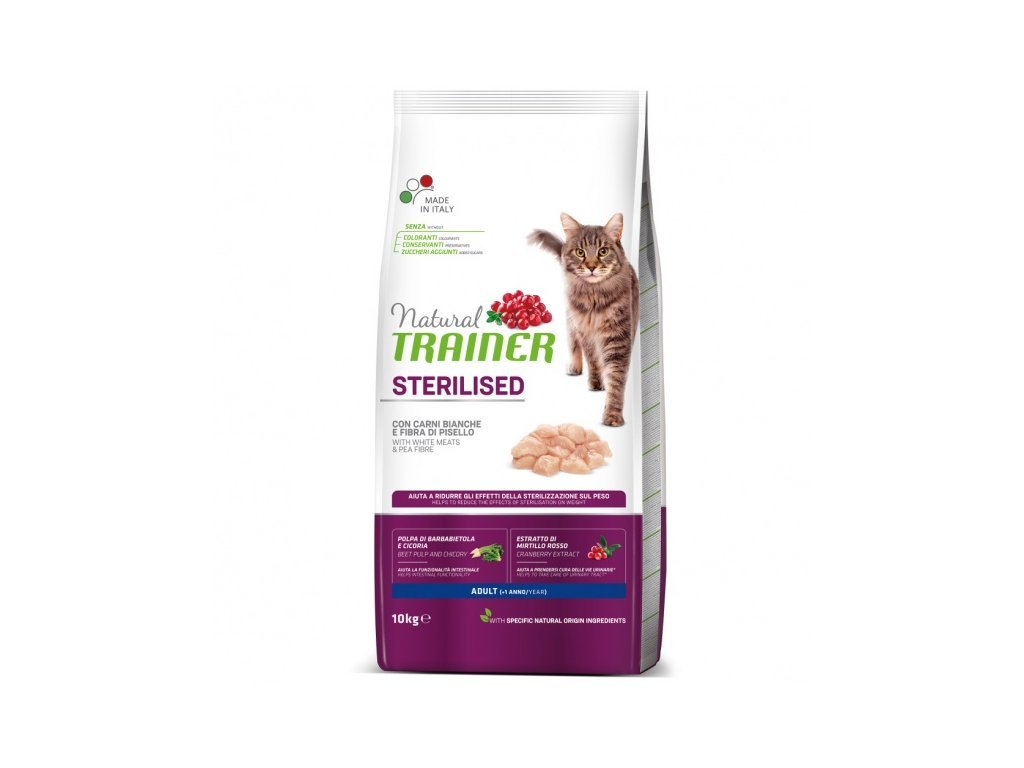 Trainer Natural Cat Sterilised kruti mäso 10kg