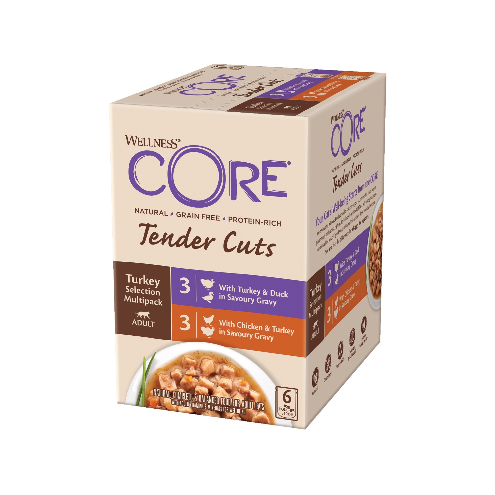 Kapsička Wellness Core Cat Tender Multipack morčacie výber 510g
