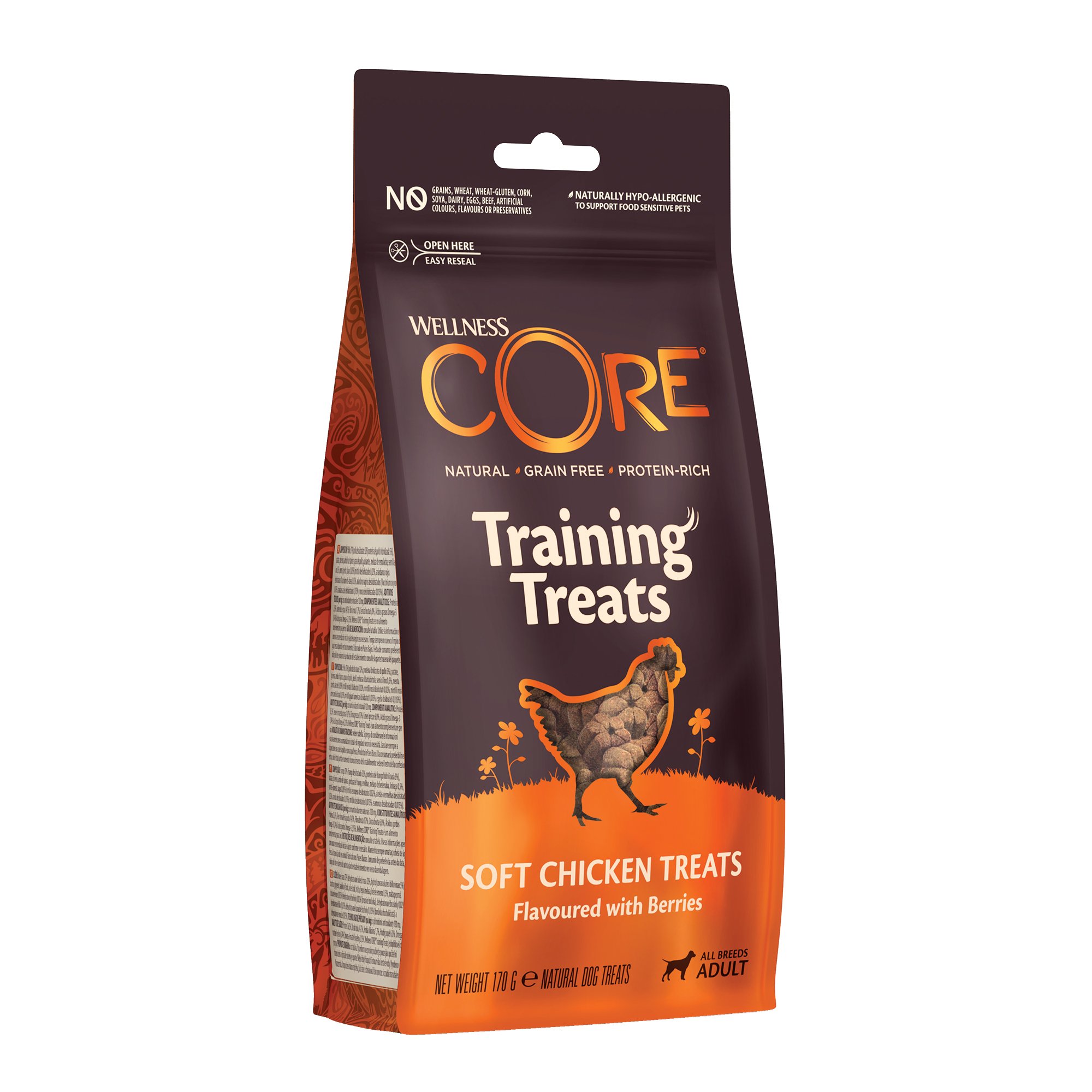 Wellness Core Dog Training Treats Adult Snack kura s lesnými plodmi 170g

