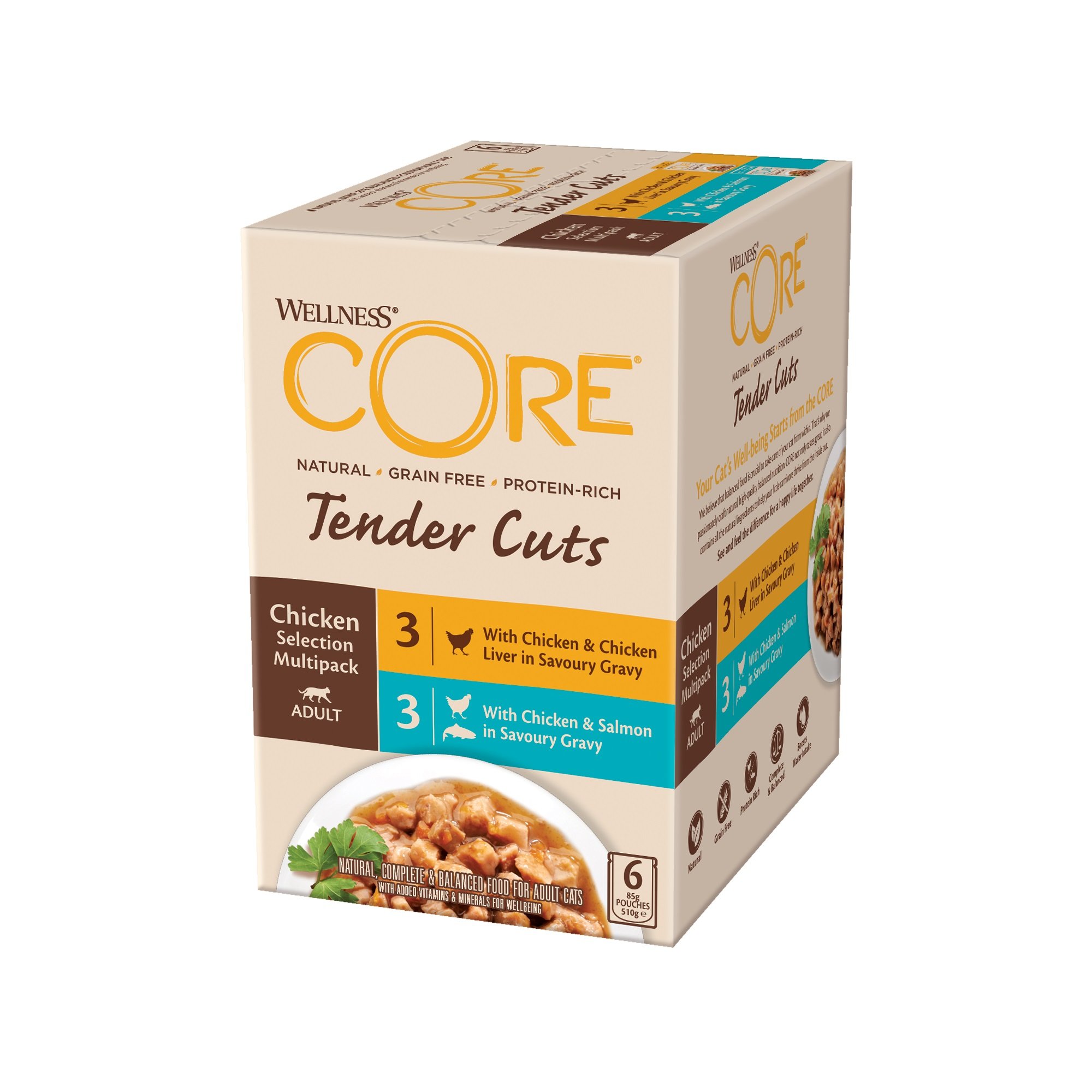 Kapsička Wellness Core Cat Tender Multipack kuracie výber 510g
