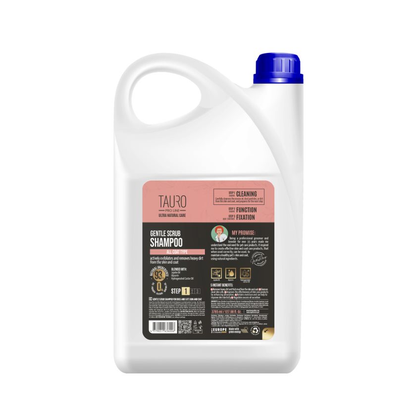 Jemný peelingový šampón TAURO PRO LINE Ultra Natural Care 3785 ml? - ZĽAVA PO EXPIRÁCII ALEBO ĽAHKO PRED