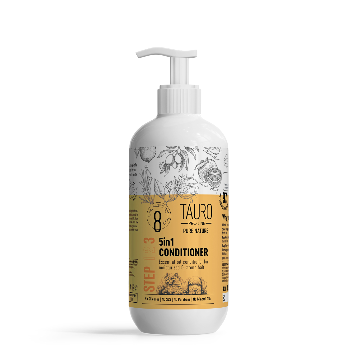 Hydratačný kondicionér TAURO PRO LINE PURE NATURE 5v1 pre psy a mačky 400 ml