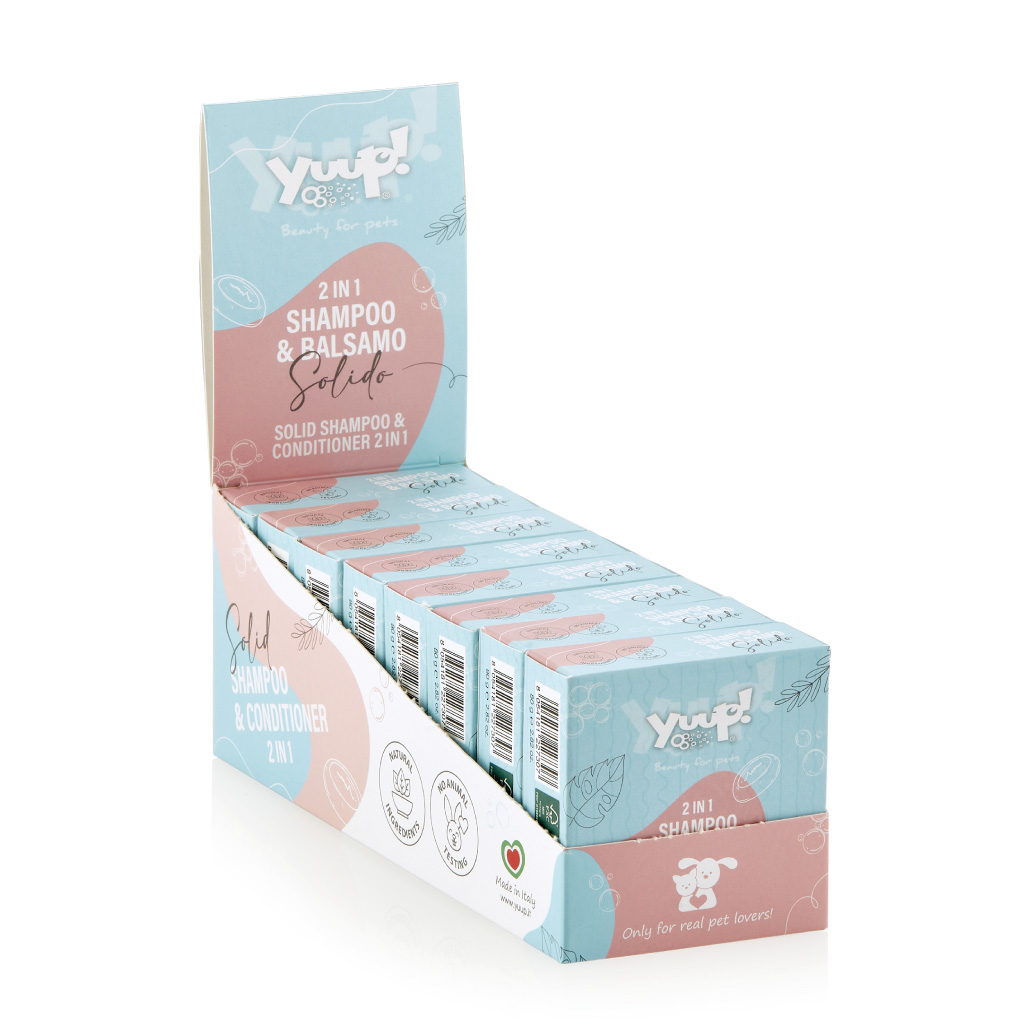 Display - Pevný šampón a kondicionér 2v1 Yuup 8 x 80 g